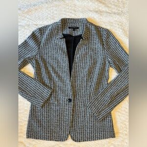 Banana Republic Textured Black and White Blazer Gray Small